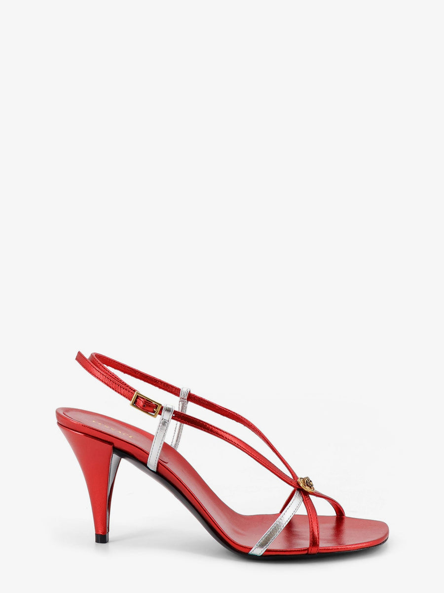 Heeled Sandals Metallic Red Leather