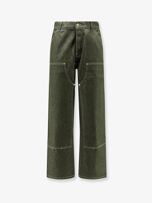 Trousers Double Knee Green Denim Cotton