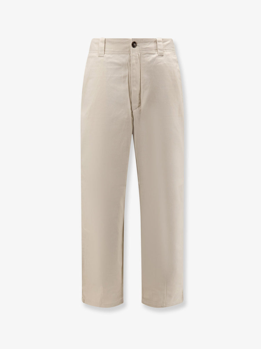 Denim Trousers Beige Cotton
