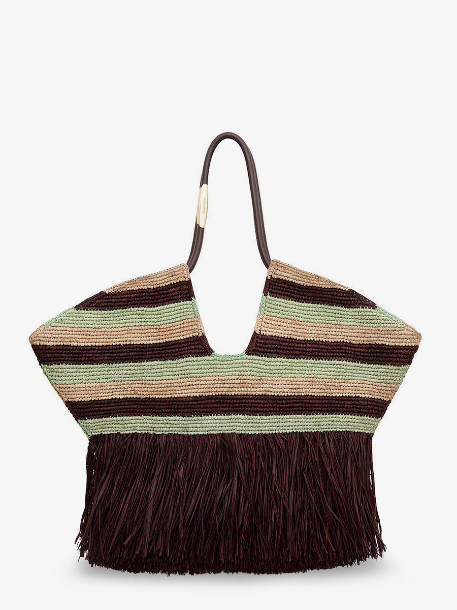 Shoulder Bag Golden Time Raffia Brown