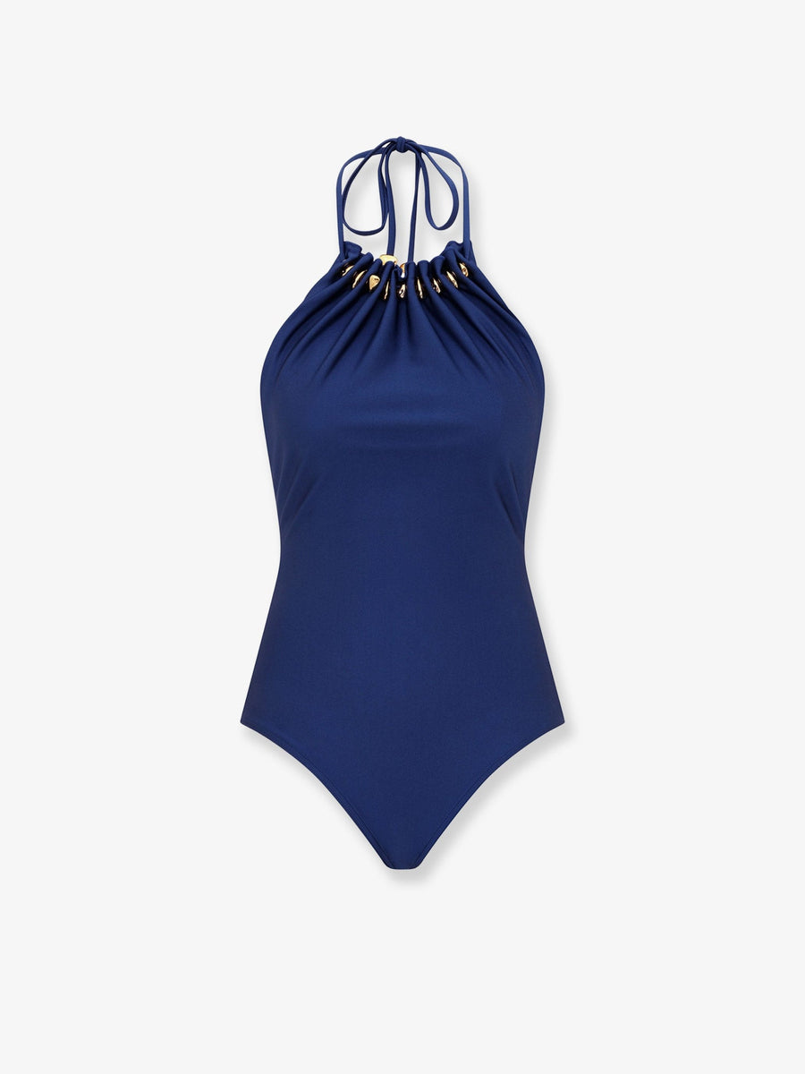 One-Piece Swimsuit Aster Shiny Nylon Blue Polyamide Swimwear