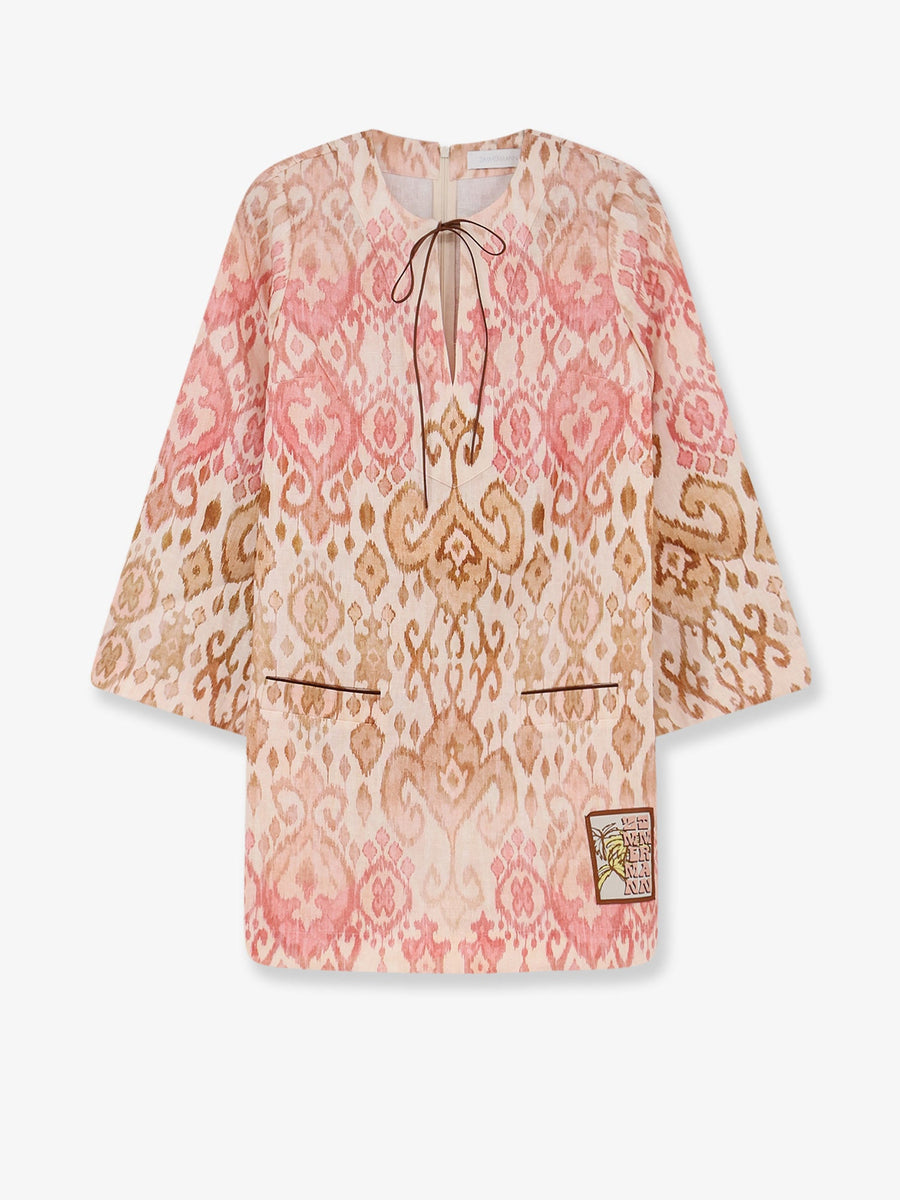 Mini Dress Aster Shift Pink Linen