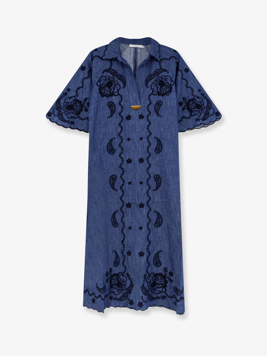 Long Denim Dress Aster Blue Cotton