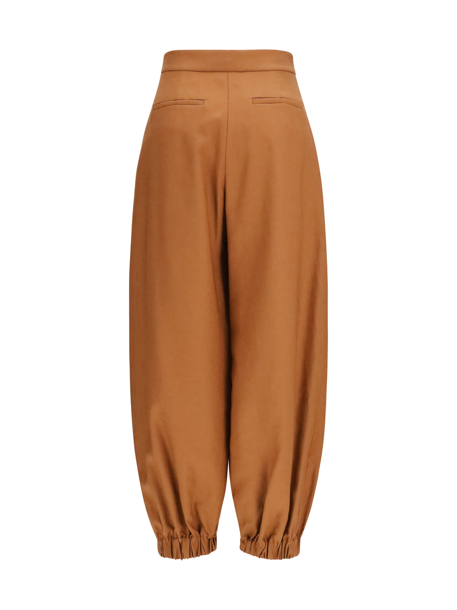 Balloon Trousers Cotton-Linen Brown