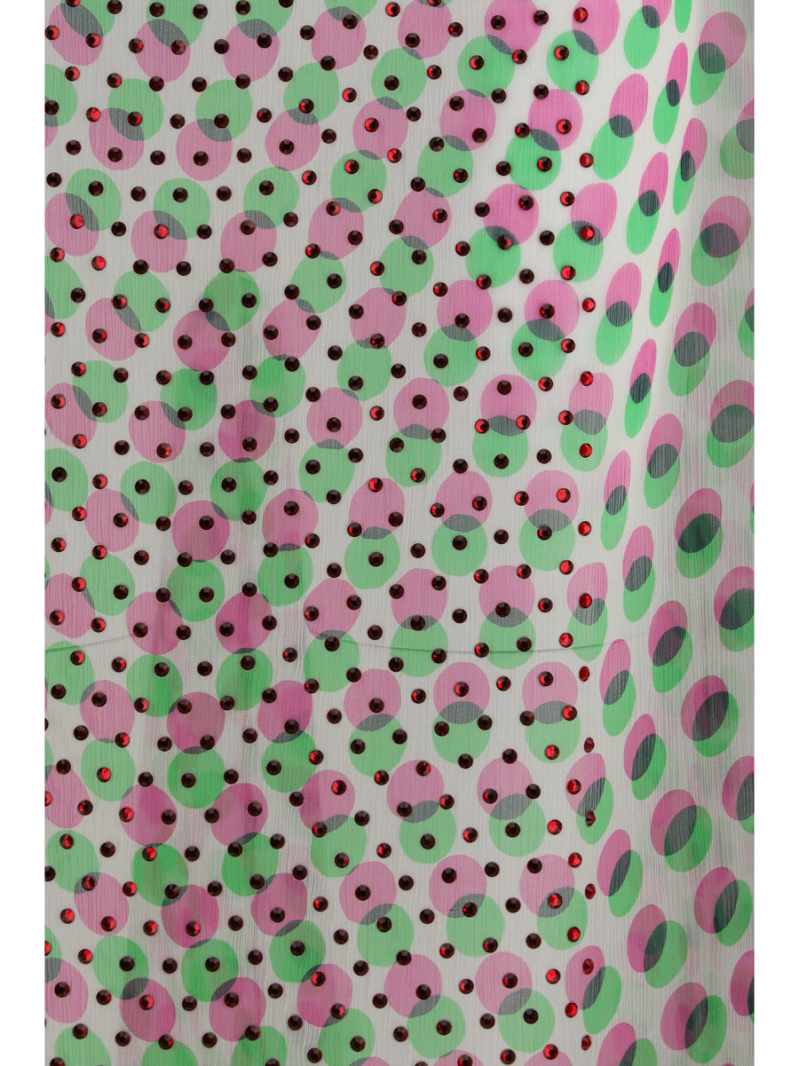 Dress Polka-Dot Cape Ecru Silk