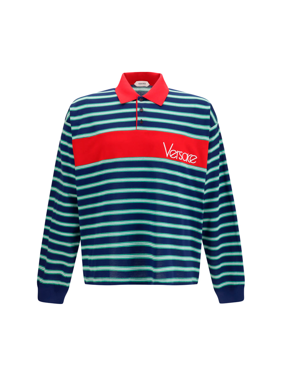 Versace 100% cotton polo in navy