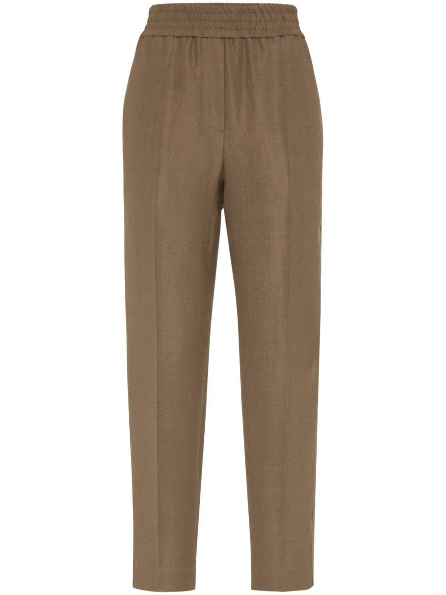 Brunello Cucinelli Viscose 73% trousers in olive brown