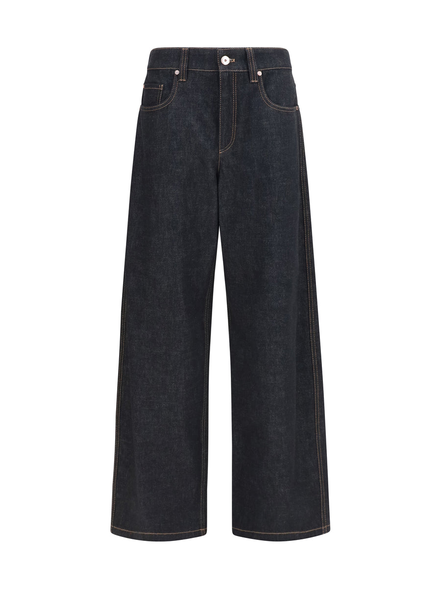 Straight-Leg Denim Jeans Nero Cotton