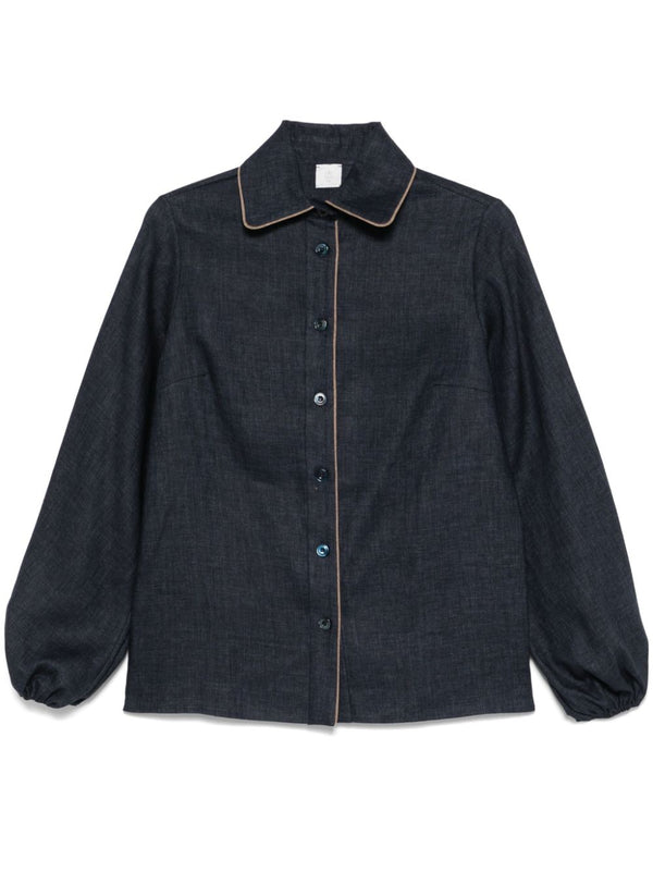 Eleventy Linen/Flax 100% shirt in navy