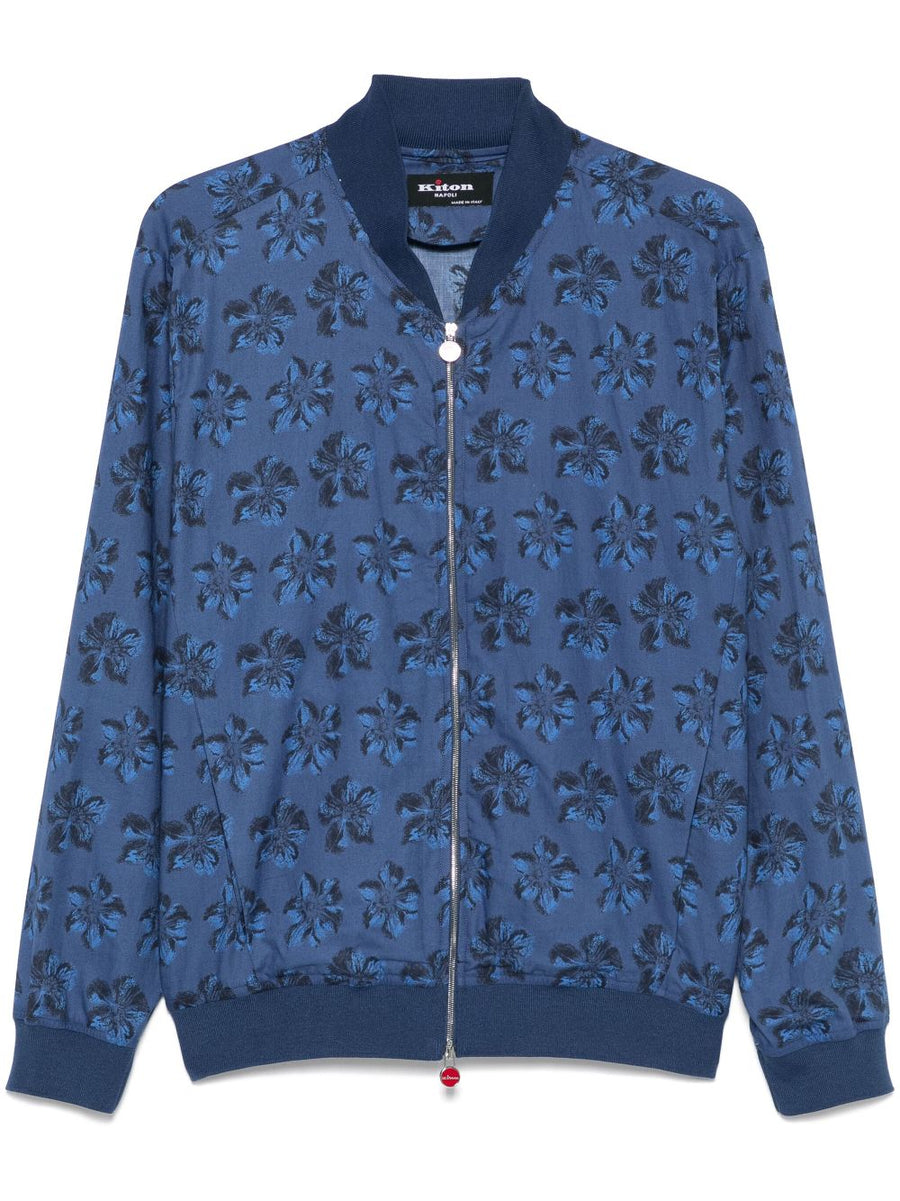 Kiton Cotton 100% bomber jacket in navy blue