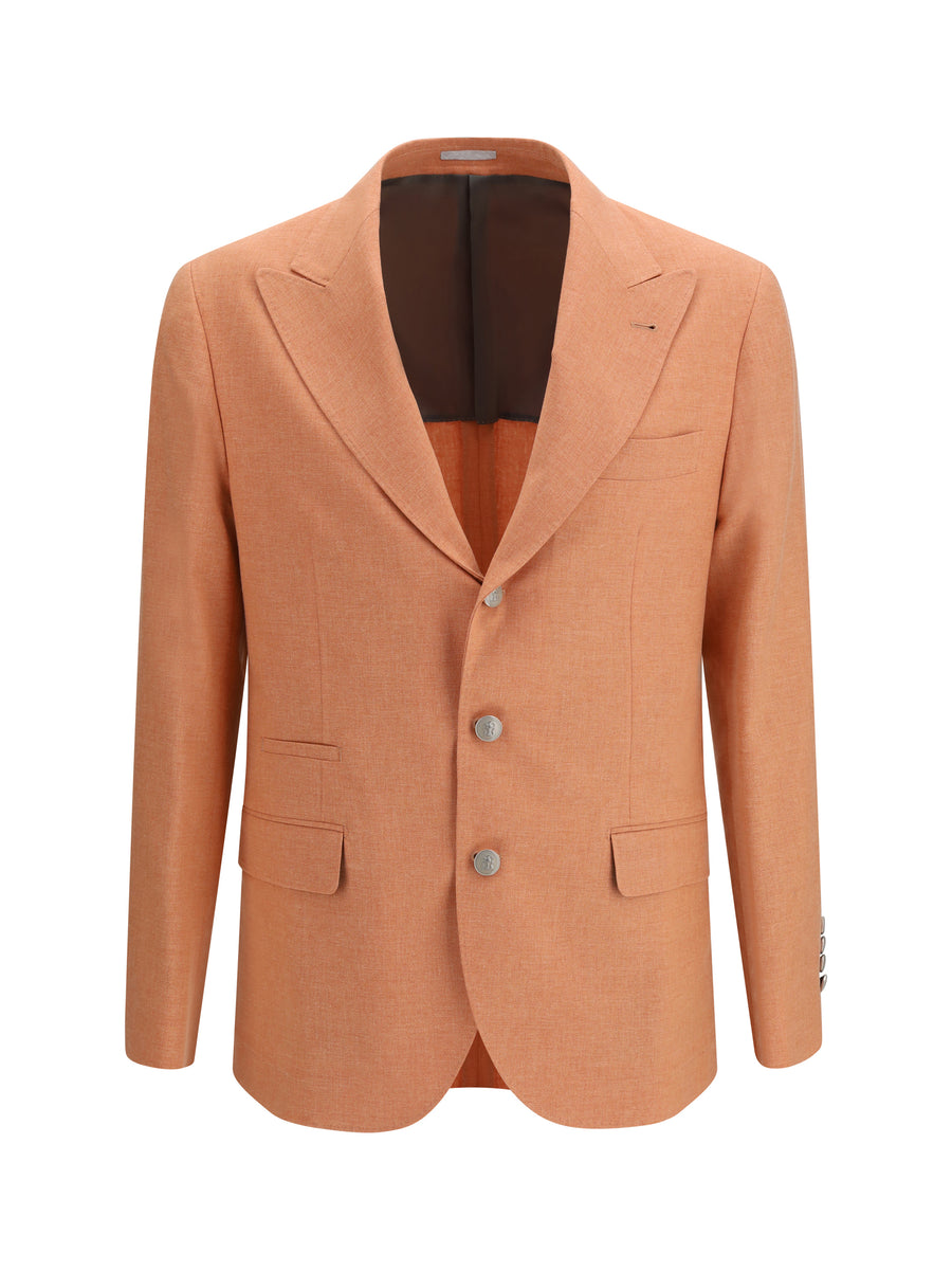 Brunello Cucinelli 55% Virgin Wool blazer in orange