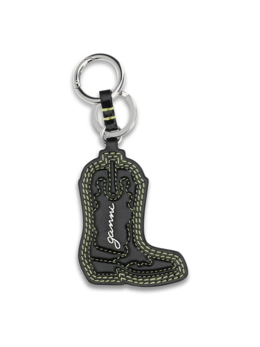 Ganni 50% recycled leather keychain in yellow