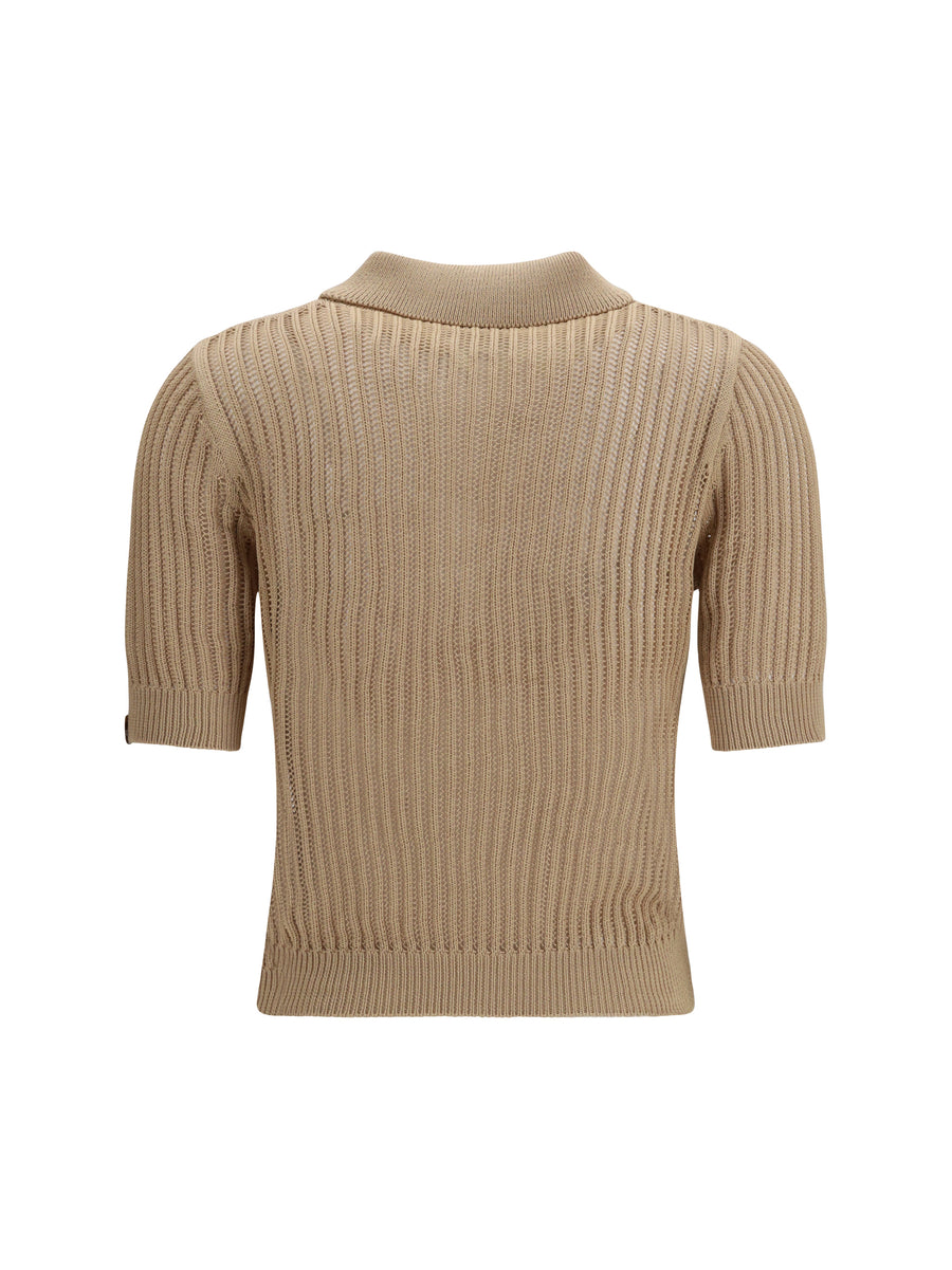 Cotton Polo Shirt Light Camel Tops