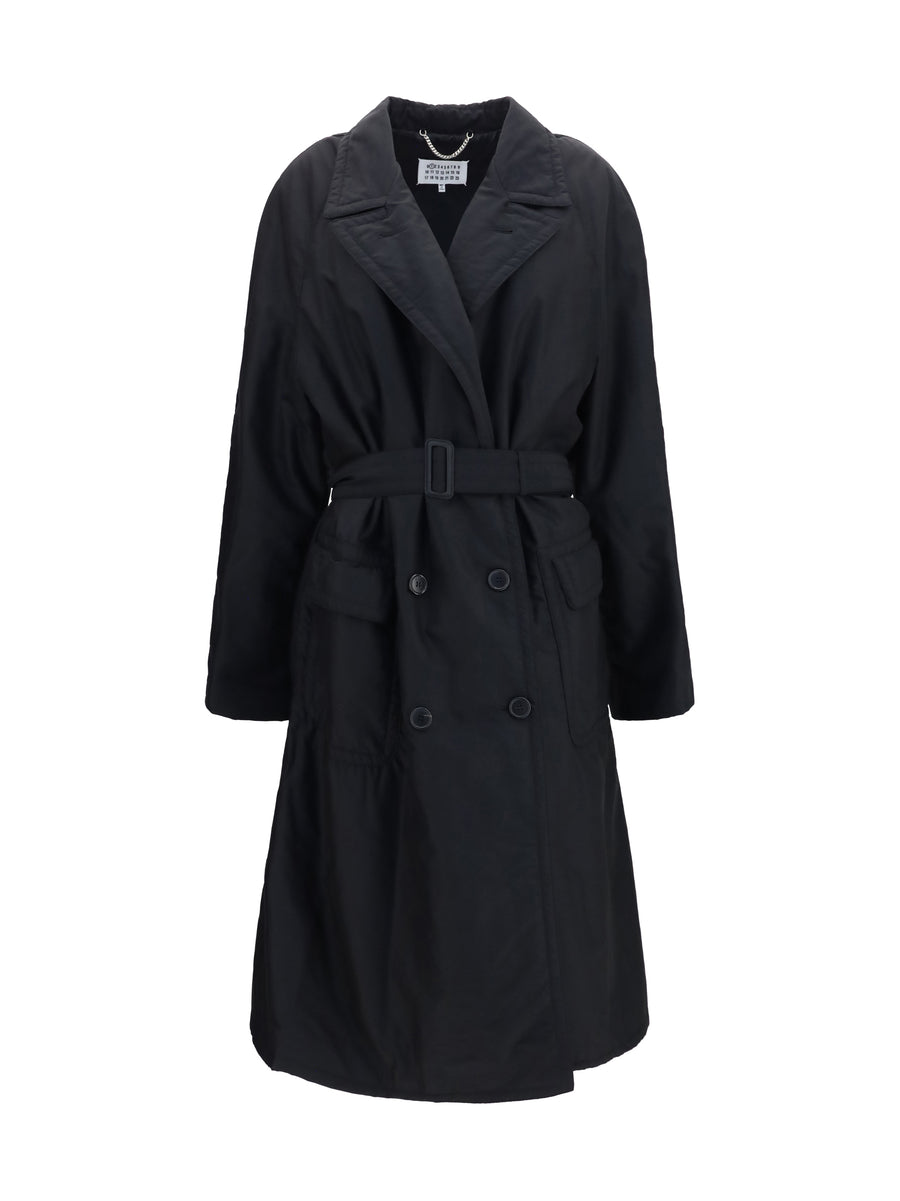 Double-Breasted Belted Coat Black