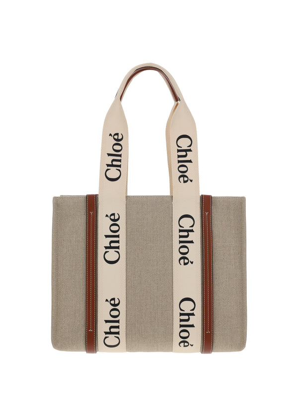 Woody Shoulder Bag White - Brown 1 Linen Handbags
