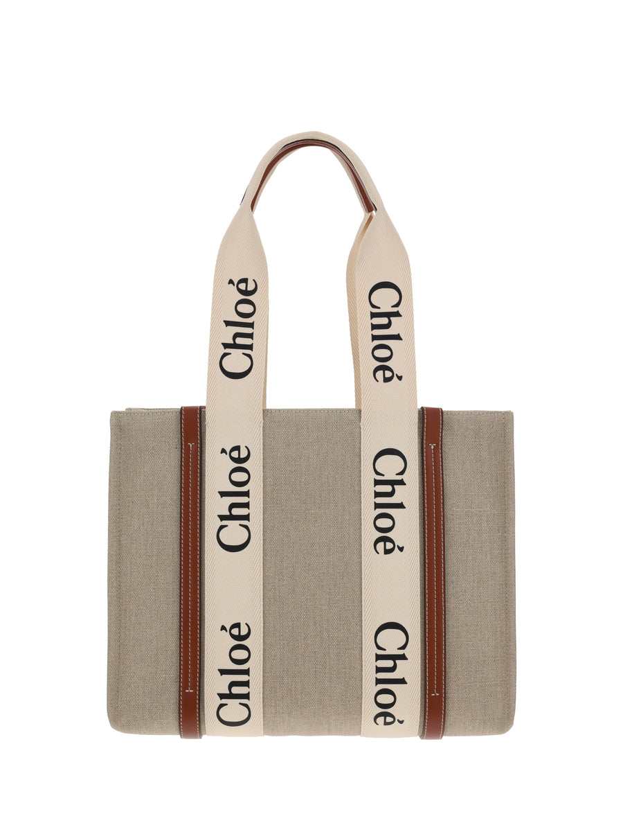 Woody Shoulder Bag White - Brown 1 Linen Handbags