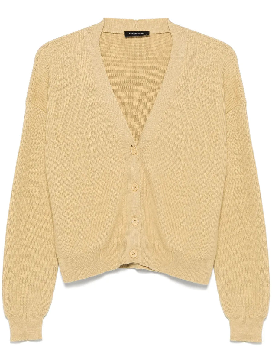Fabiana Filippi Virgin Wool 53% cardigan in beige