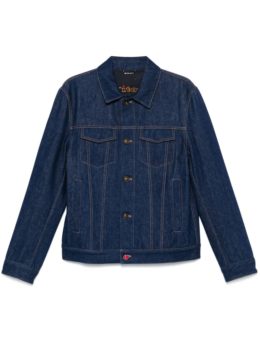 Kiton Outer: Lambskin 100% jacket in blue