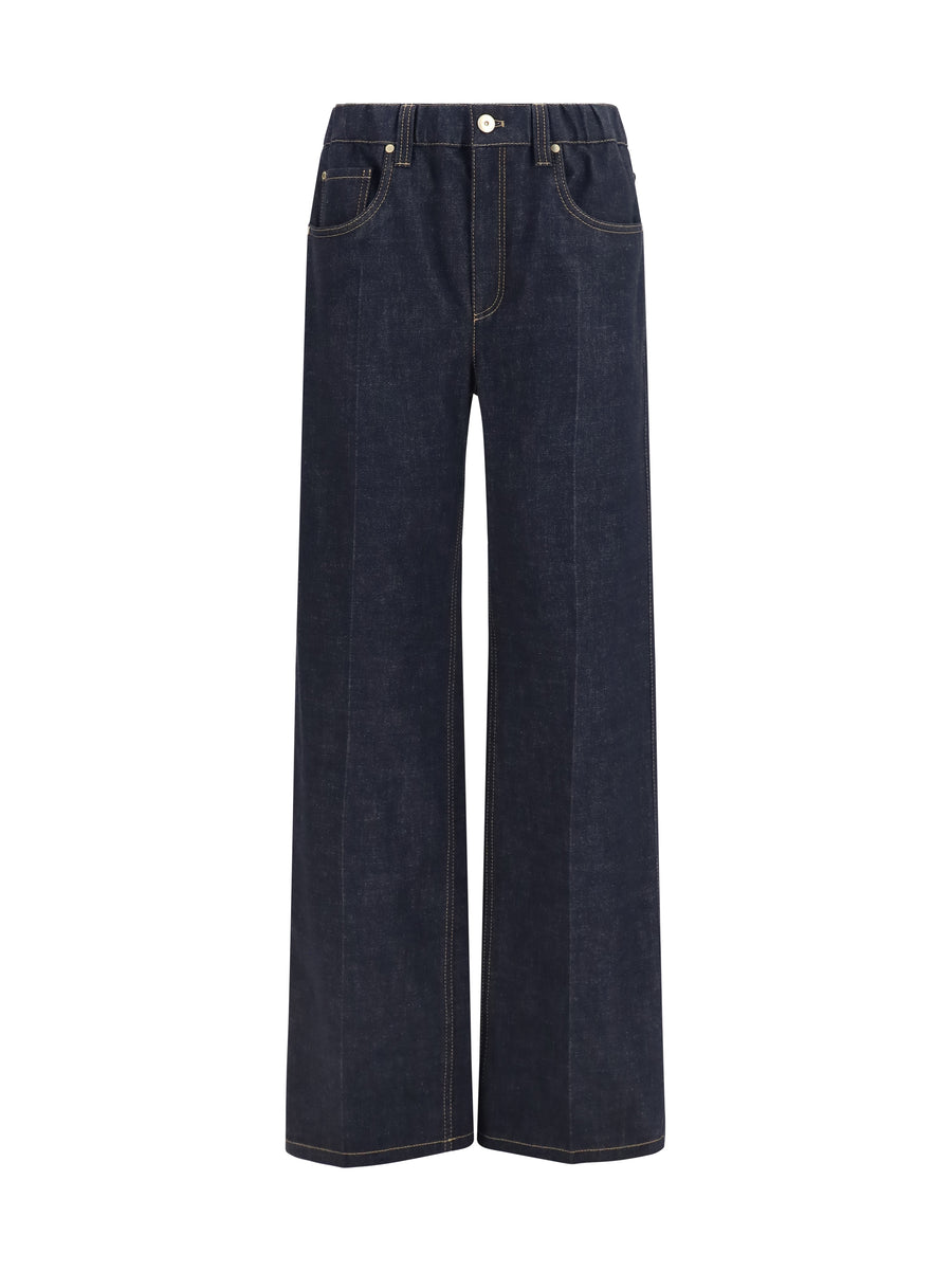 Palazzo Denim Trousers Blue Cotton