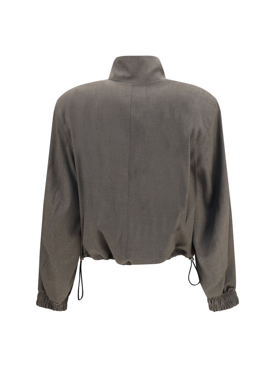 Bomber Jacket Wool-Blend Grey Merino Wool (ovis Aries)