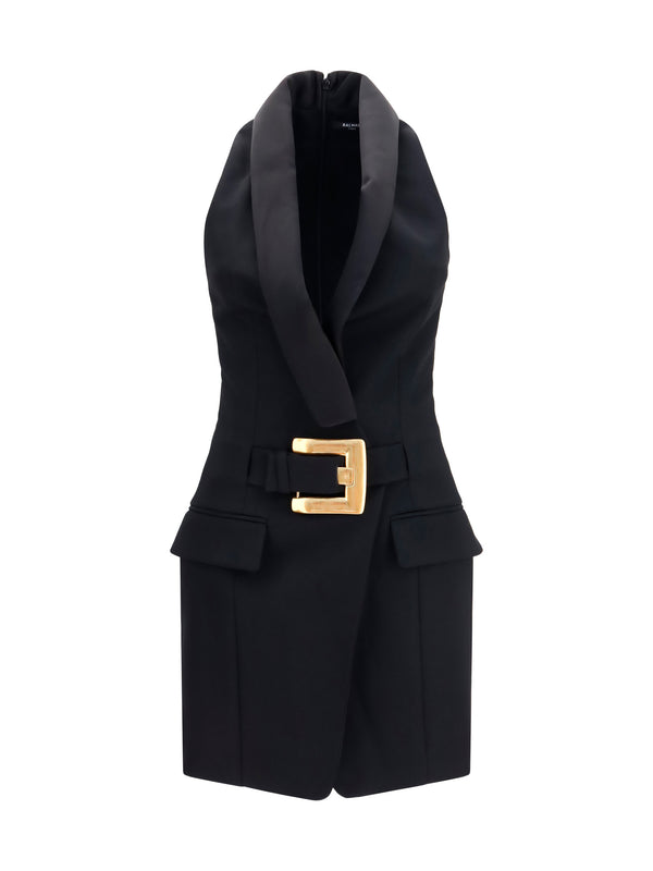 Balmain 100% Merino Wool Ovis Aries dress in black