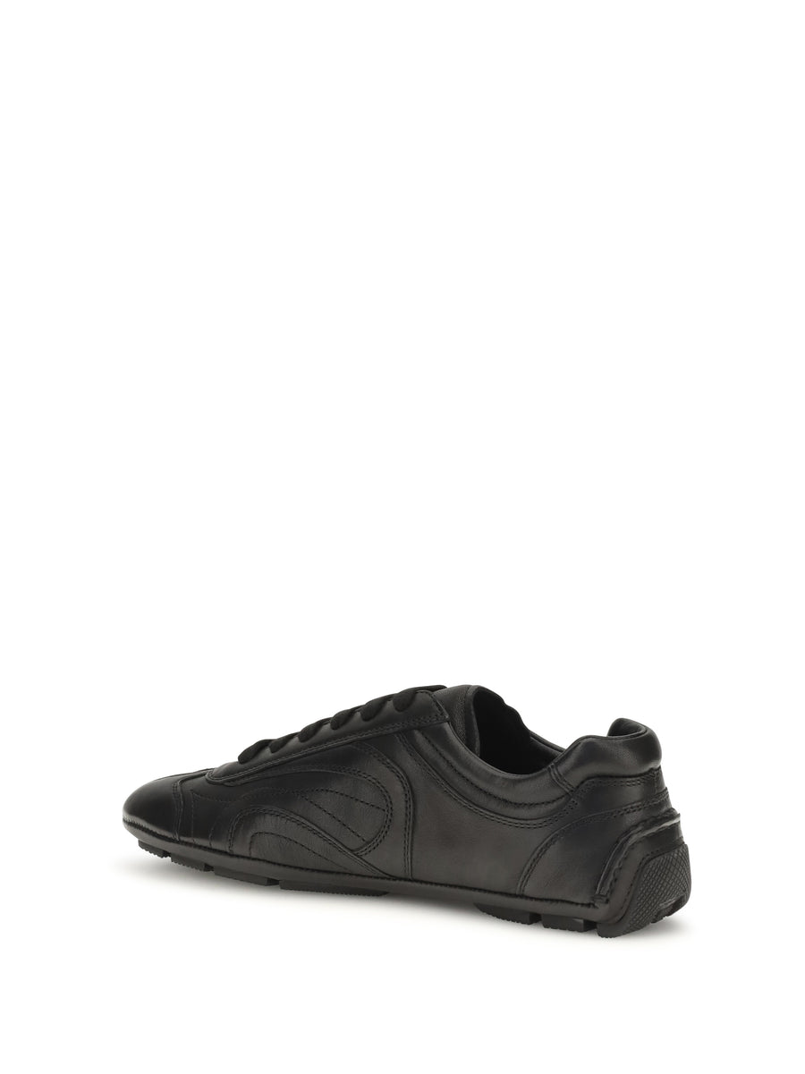 Lace-Up Sneakers Black Leather Upper: Lamb Shoes