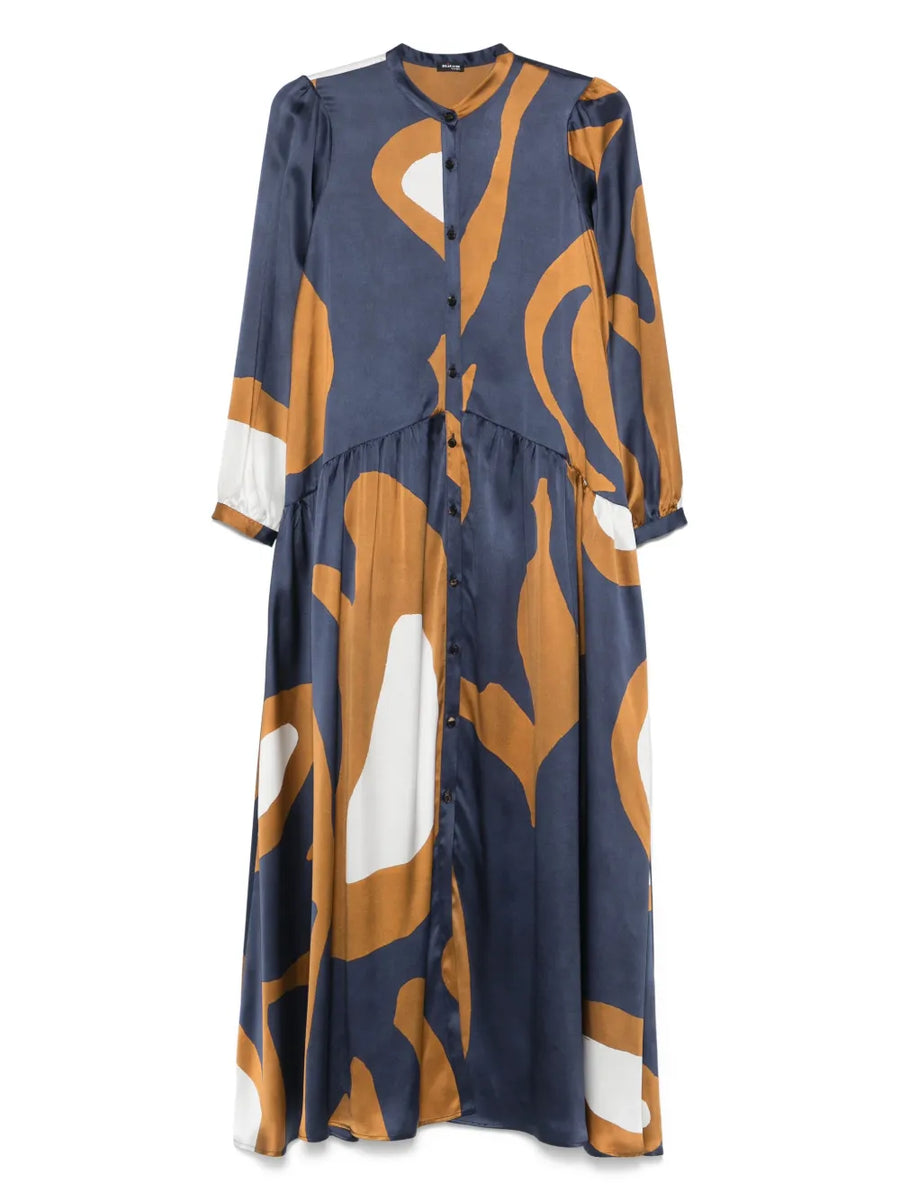 Kiton Silk 100% maxi dress in navy