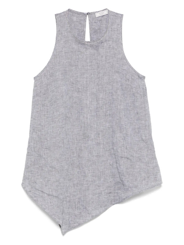 Peserico Linen/Flax 100% tank top in grey