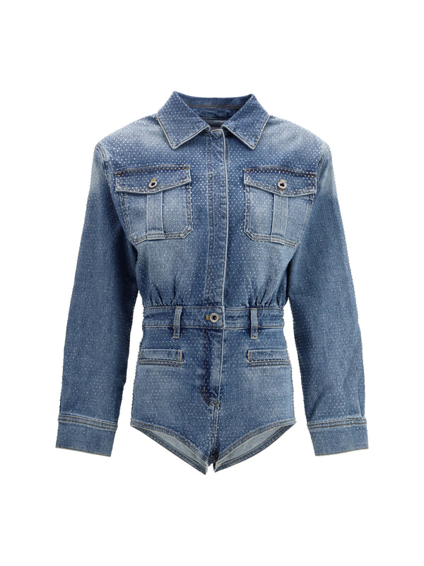 Self-Portrait 99% Cotton playsuit in blue