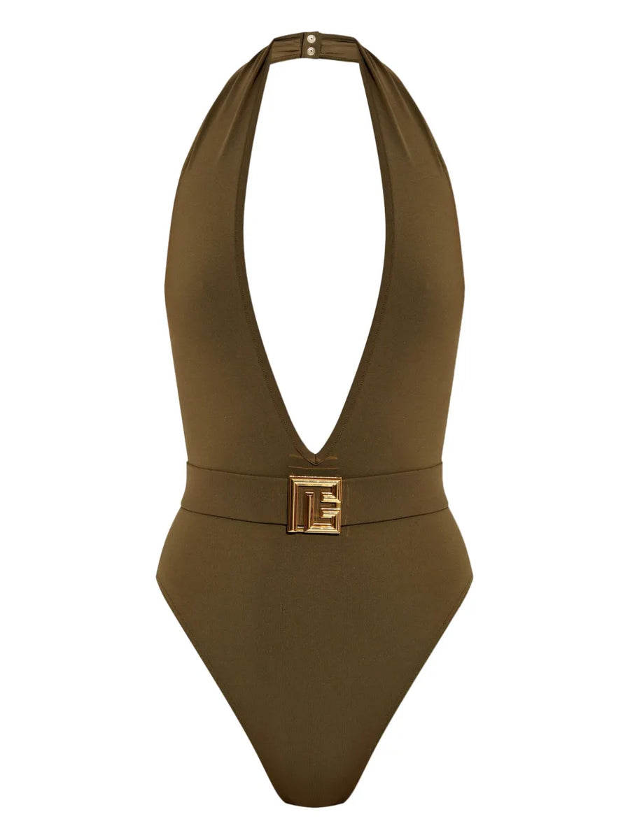 Balmain Polyester 84% swimsuit in olive