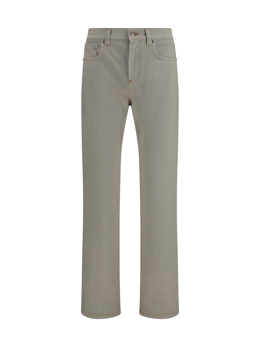Tapered Denim Jeans Off White Cotton