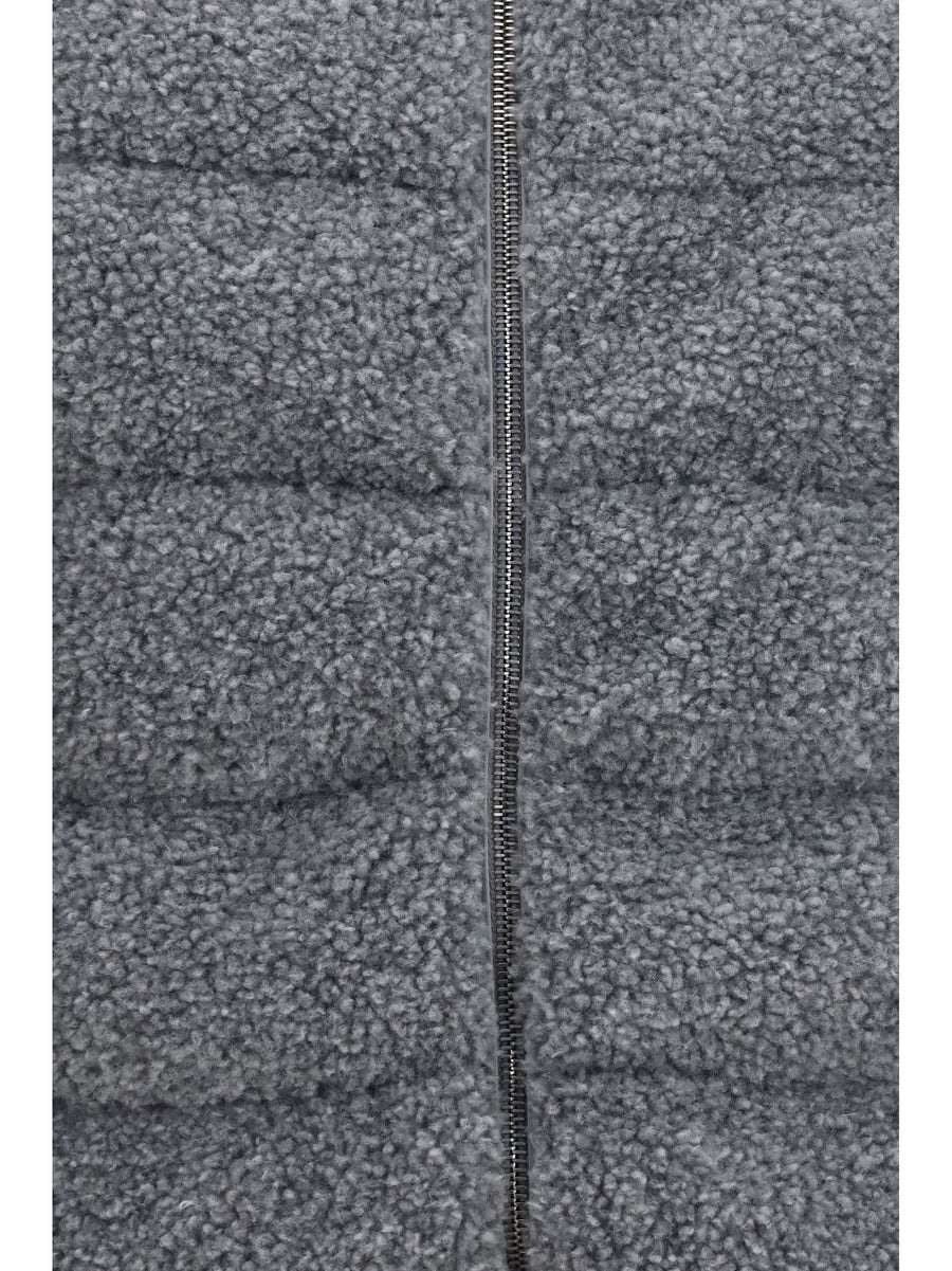 Padded Vest Shearling Front Pearl Grey Outer: Polyester Blazers