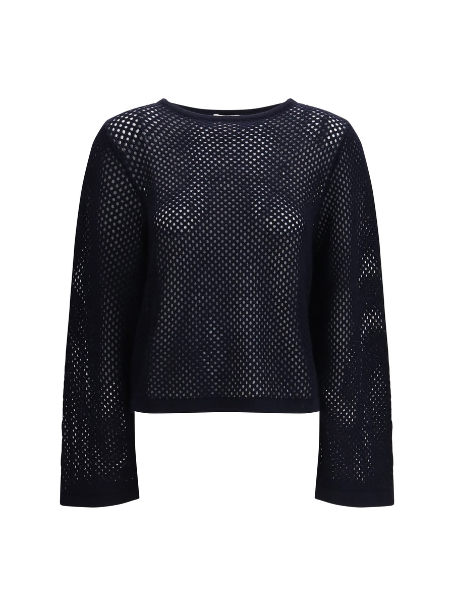 Jumper Boatneck Blue Fleece Wool