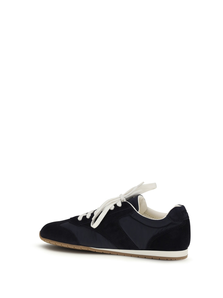 Sneakers Suede And Fabric Blue Lace-up Shoes