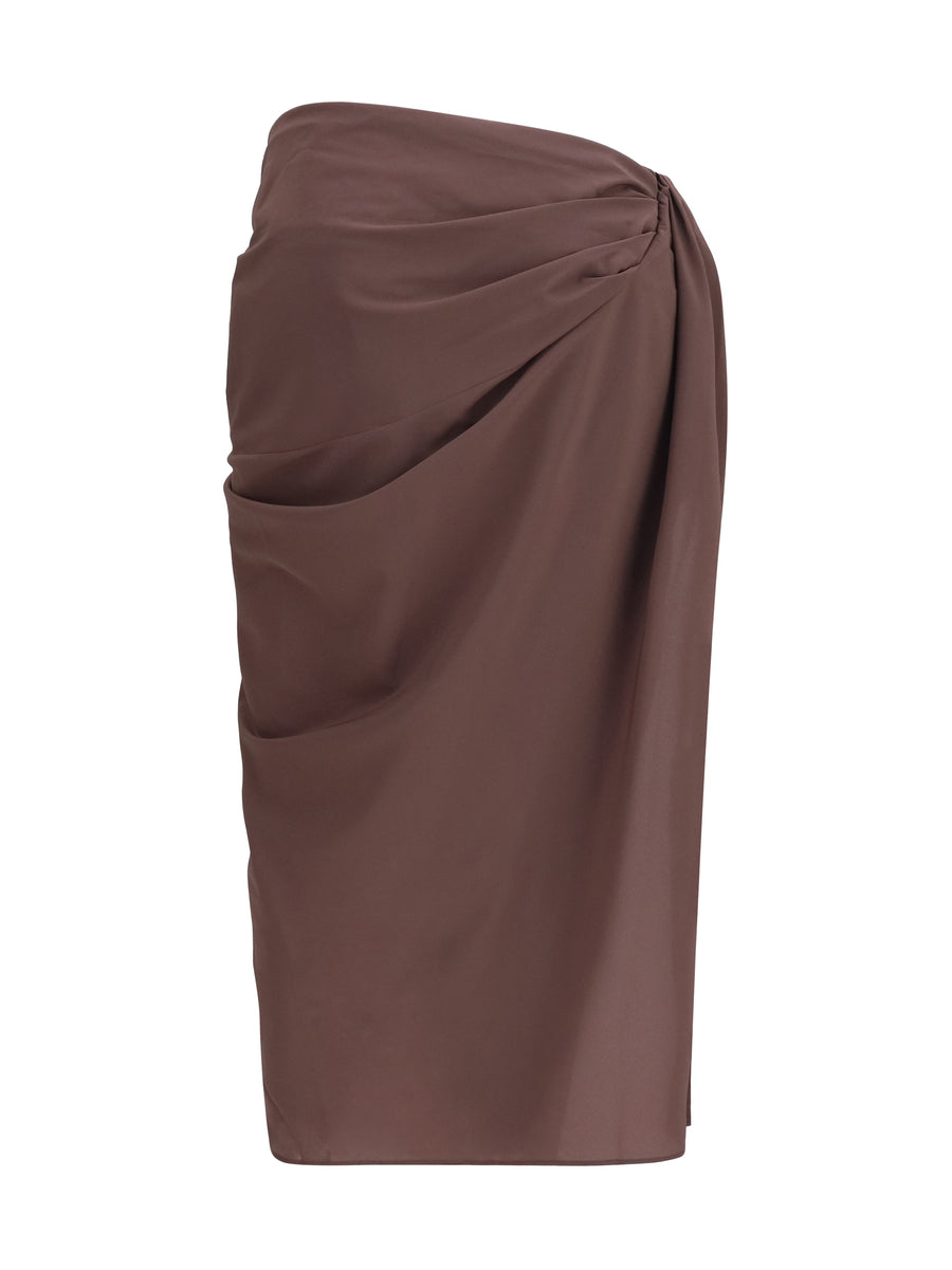 Pareo Skirt Stretch Muslin Brown Polyester