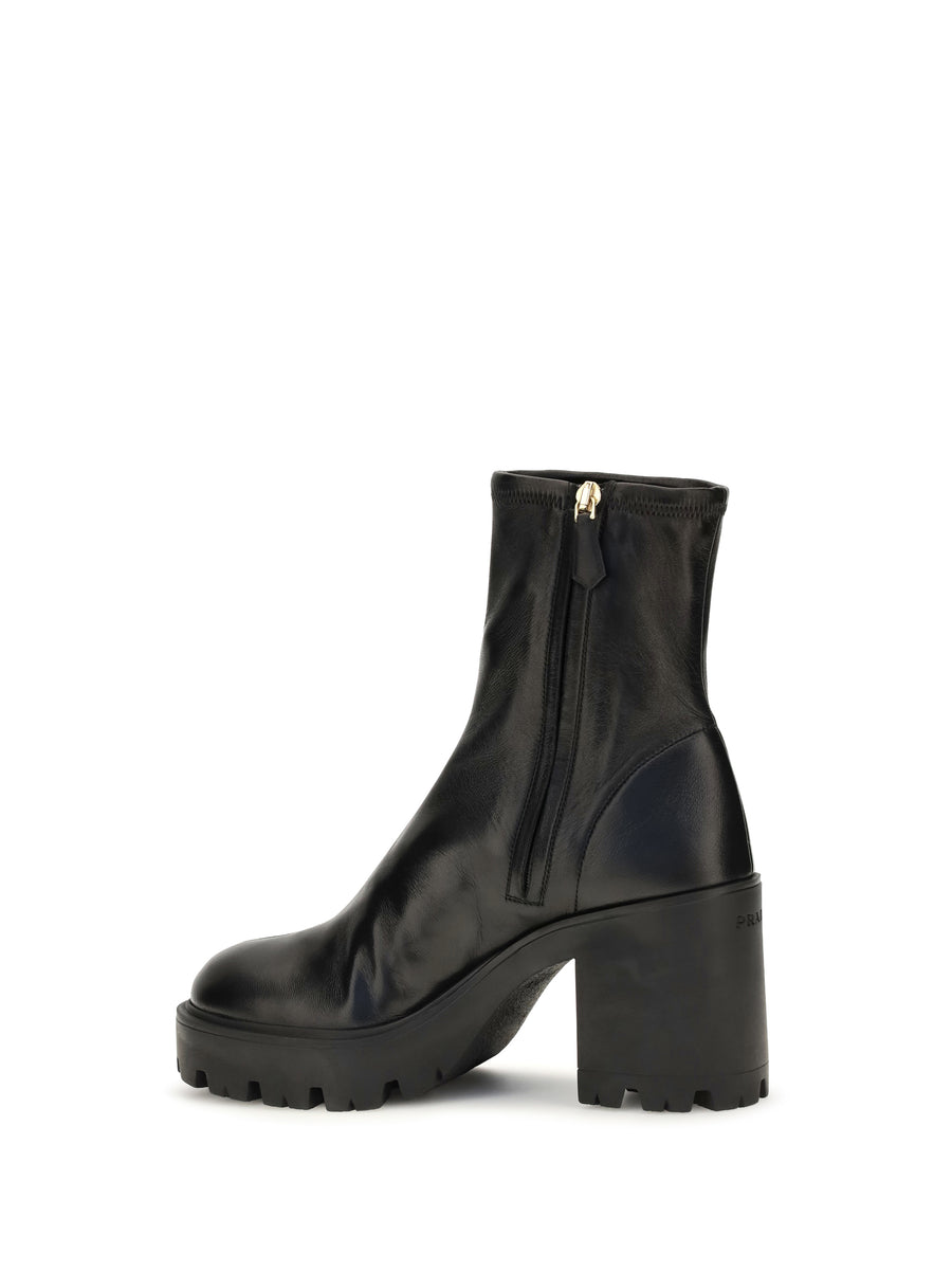 Ankle Boots Black Stretch Leather