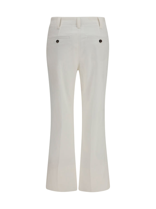 Slim Flared Trousers Off White Cotton