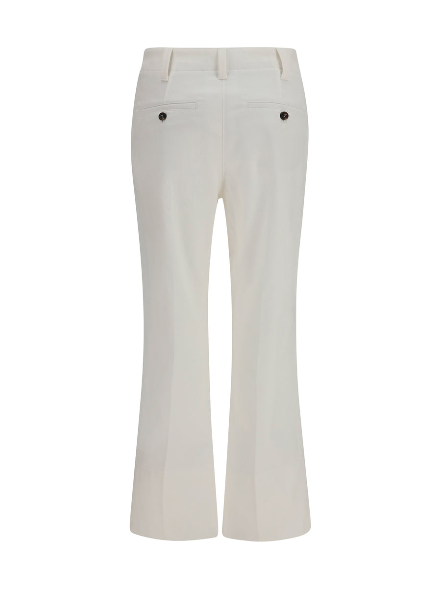 Slim Flared Trousers Off White Cotton
