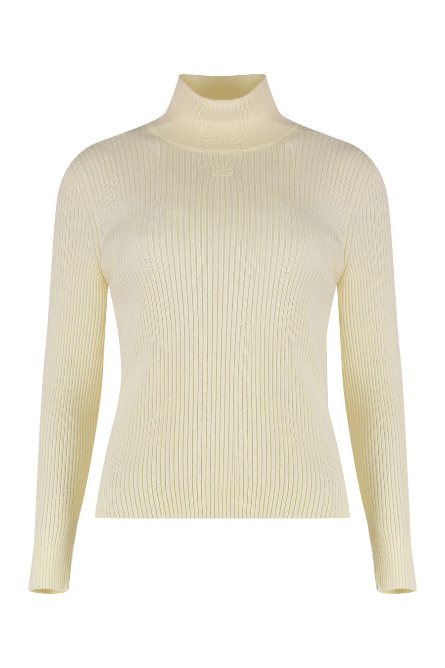 High-Neck Wool Top White Knitwear