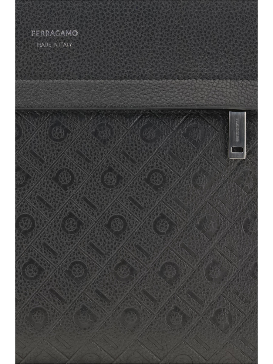 Pouch Monogram Black Calfskin Calf Leather Shoulder Bags