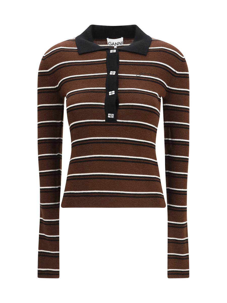 Striped Merino Polo Shirt Multicolour Wool Ovis Aries