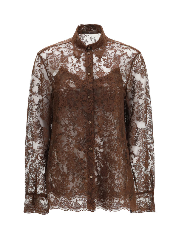 Lace Shirt French Roast Polyester; Polyamide