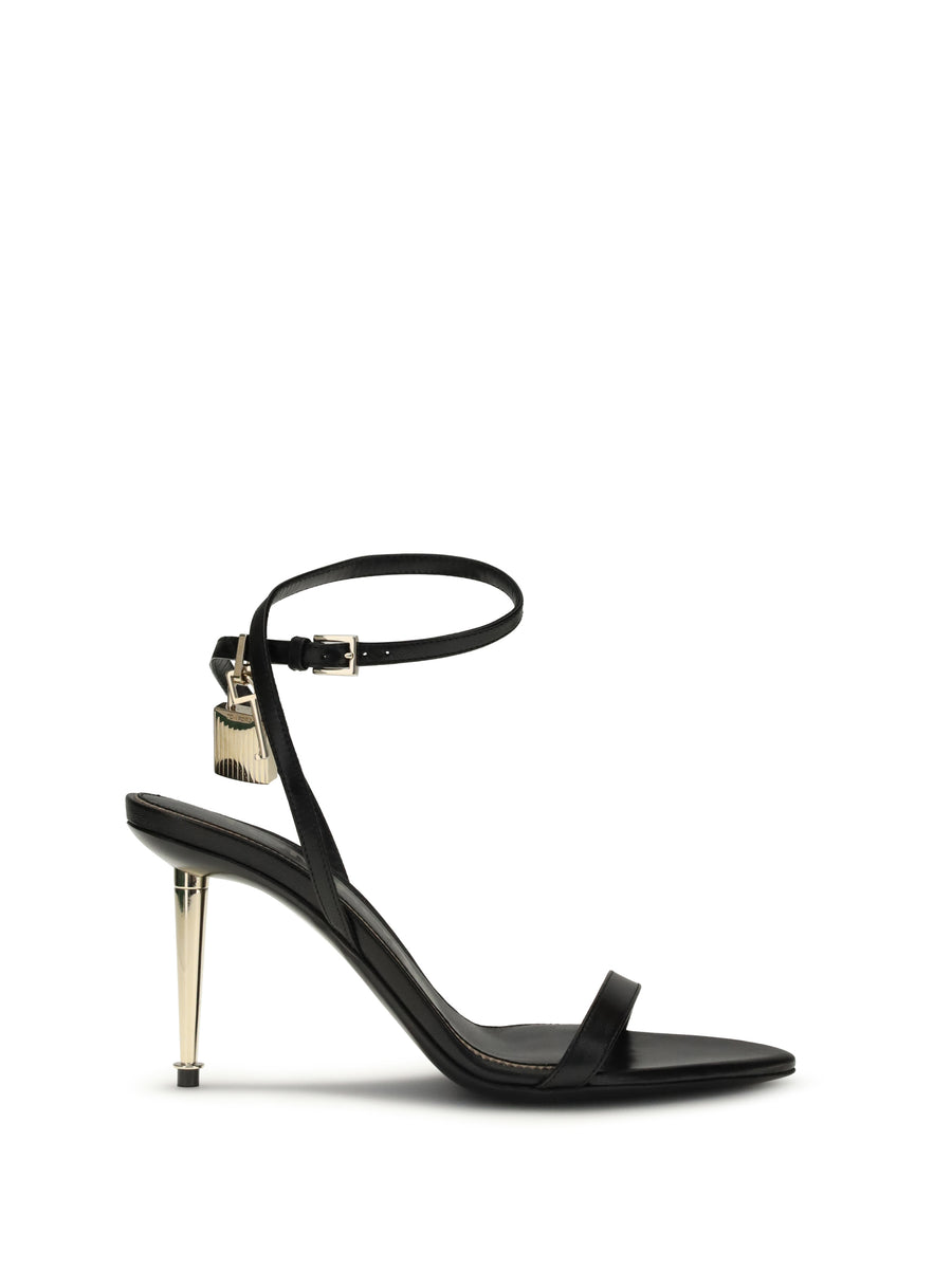 Sandal Pointed Black Leather Upper: Goatskin (hircus)