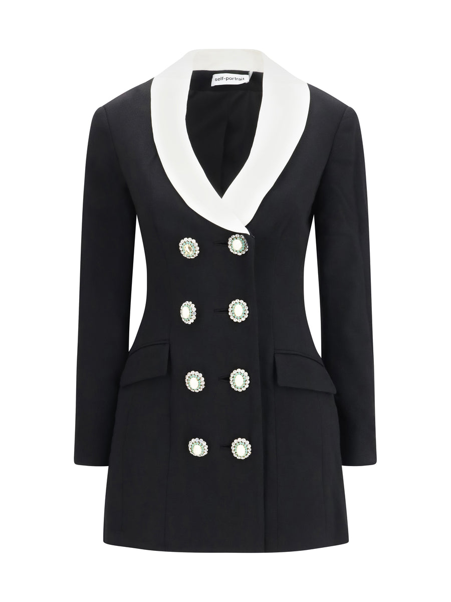 Mini Blazer Dress Black Wool