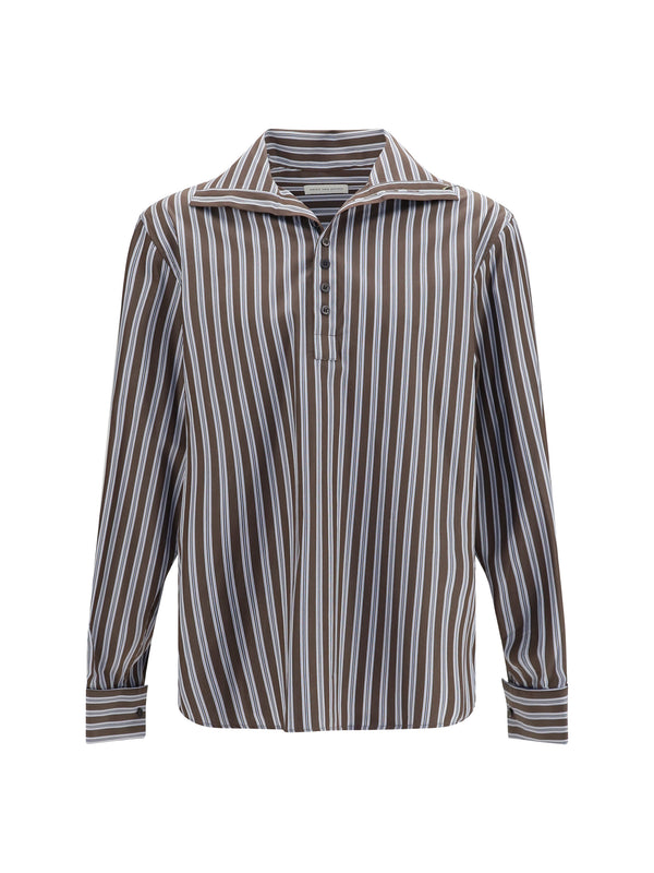Shirt Striped Brown Cotton