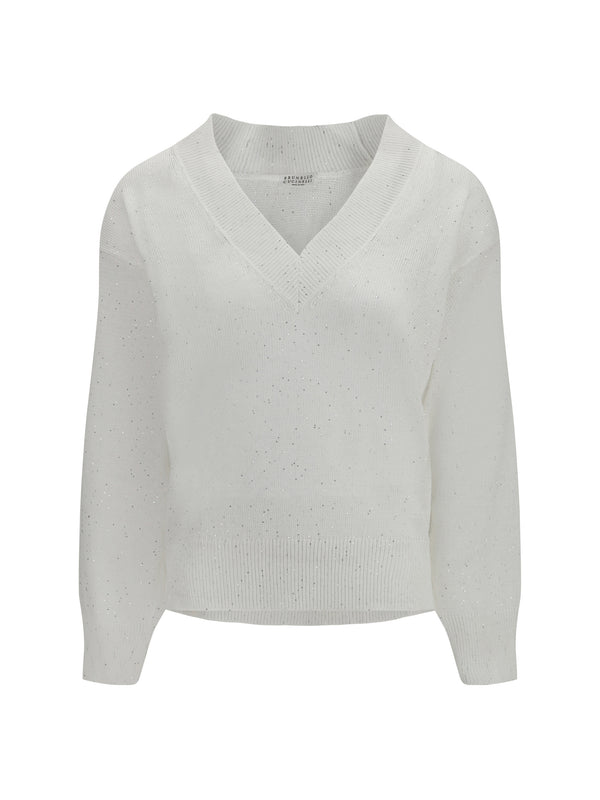Brunello Cucinelli 45% Linen sweater in white