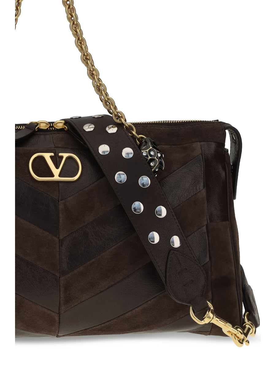 Shoulder Bag Panthea Calf Leather Ebony-Oak Brown Ebony Brown/oak