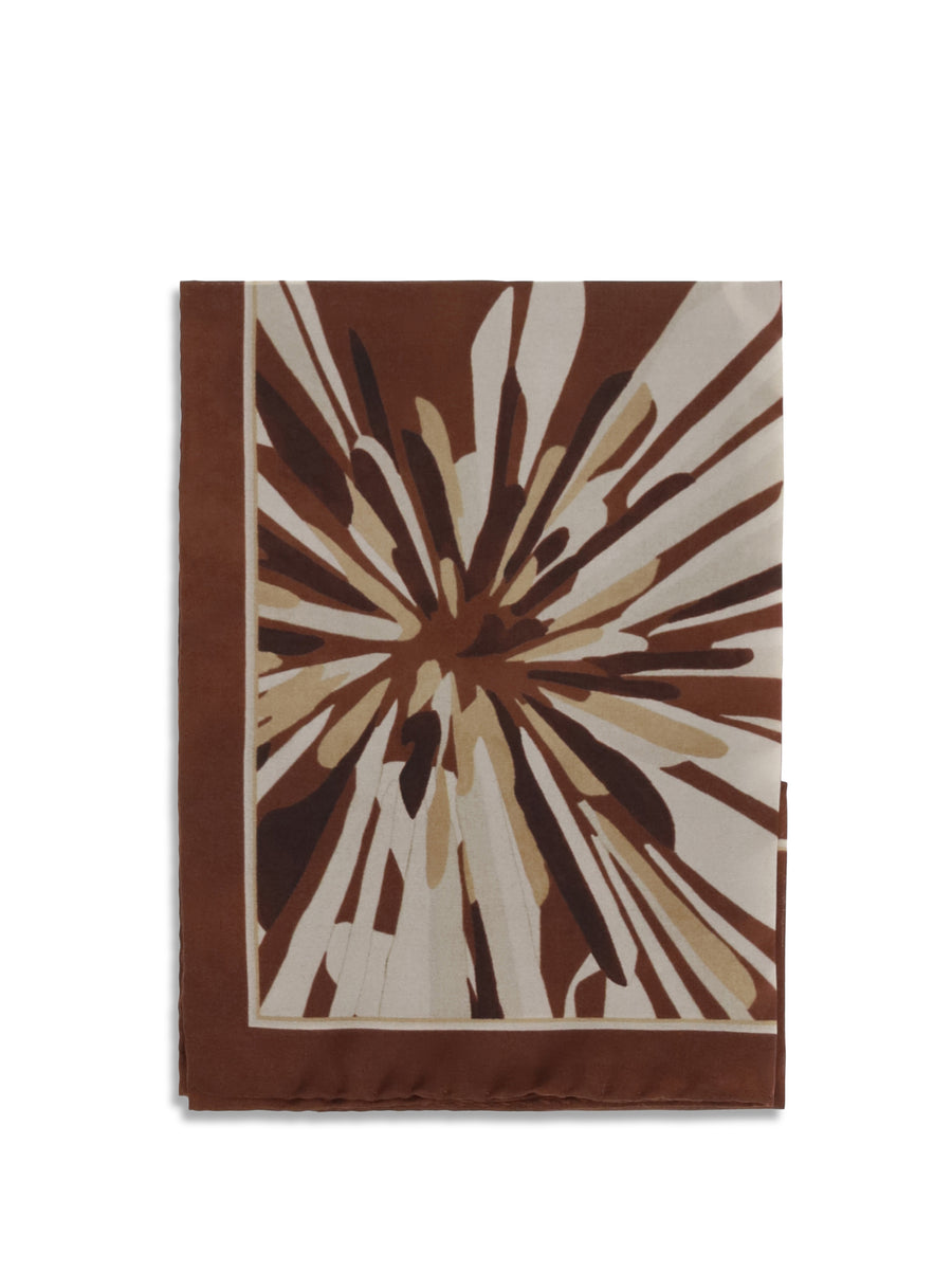 Silk Pongée Scarf Bloom Print Bordeaux