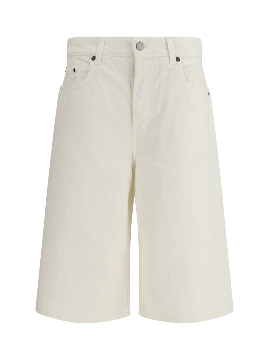 Becky Twill 45 Bermuda Shorts Off White Cotton; Linen