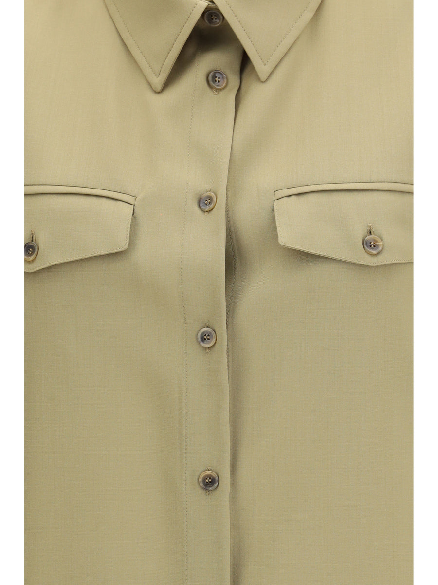Overshirt Claire Virgin Wool Green Fleece (ovis Aries) Shirt